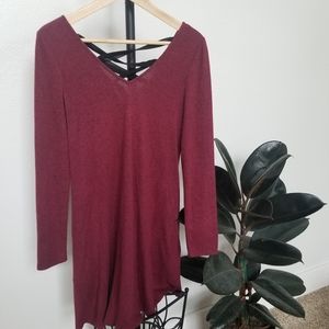 A. Byer Maroon Sweater Dress with Black Tie
